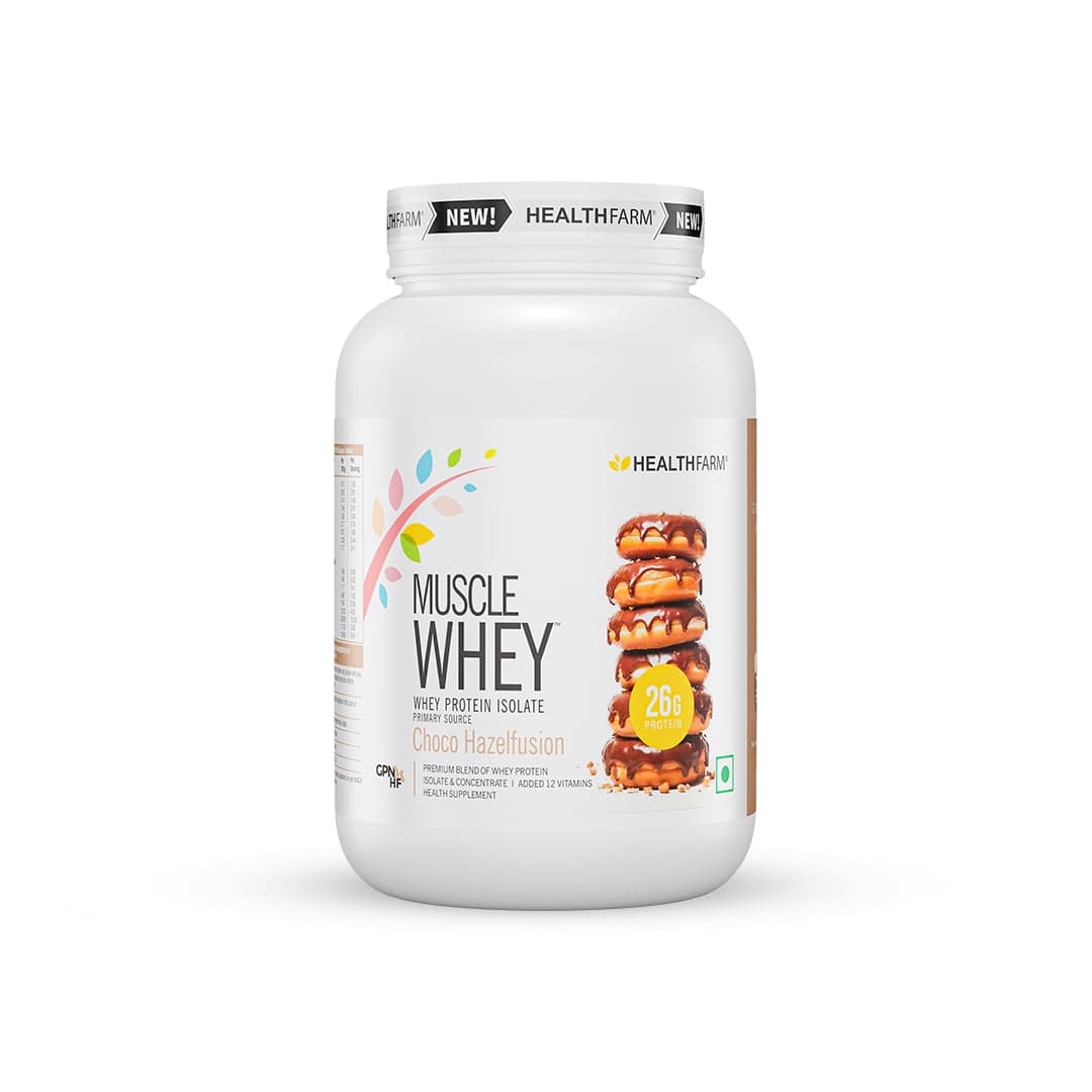 HEALTHFARM Muscle Whey Protein Choco Hazel Fusion 907gm - Nutrition and Fitness Supplements | Buy online on ZillyBuy