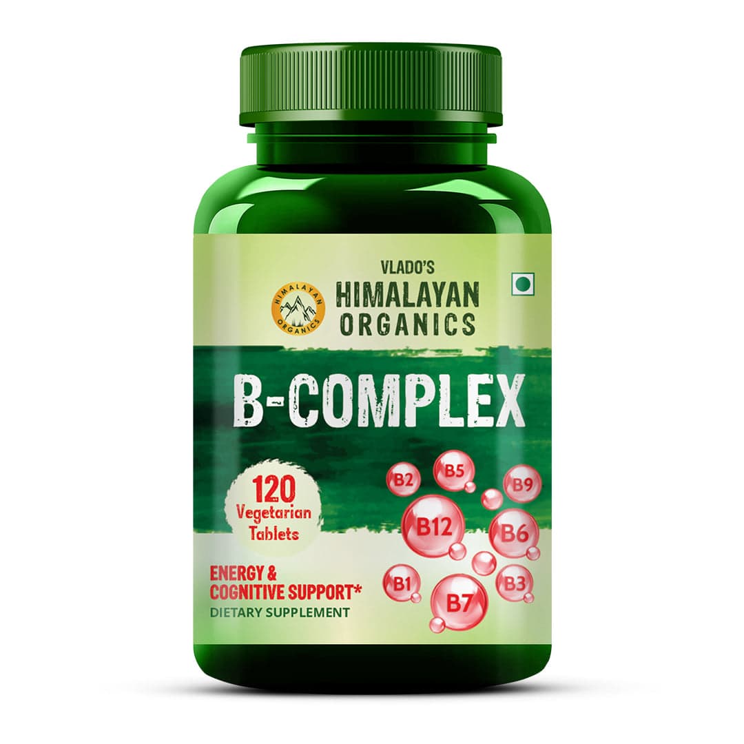 Vlado's Himalayan Organics Vitamin B Complex with 100% RDA B1, B2, B3, B5, B6, B7, B9 & B12 | Hair Growth, Energy & Immunity | Youthful Skin 120 Veg Tablets - Nutrition and Fitness Supplements | Buy online on ZillyBuy