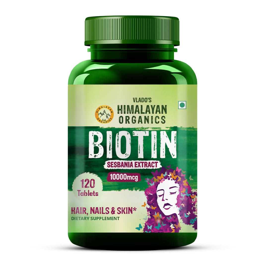 Vlado's Himalayan Organics Biotin 10,000Mcg for Hair Growth 120 tablets - Nutrition and Fitness Supplements | Buy online on ZillyBuy