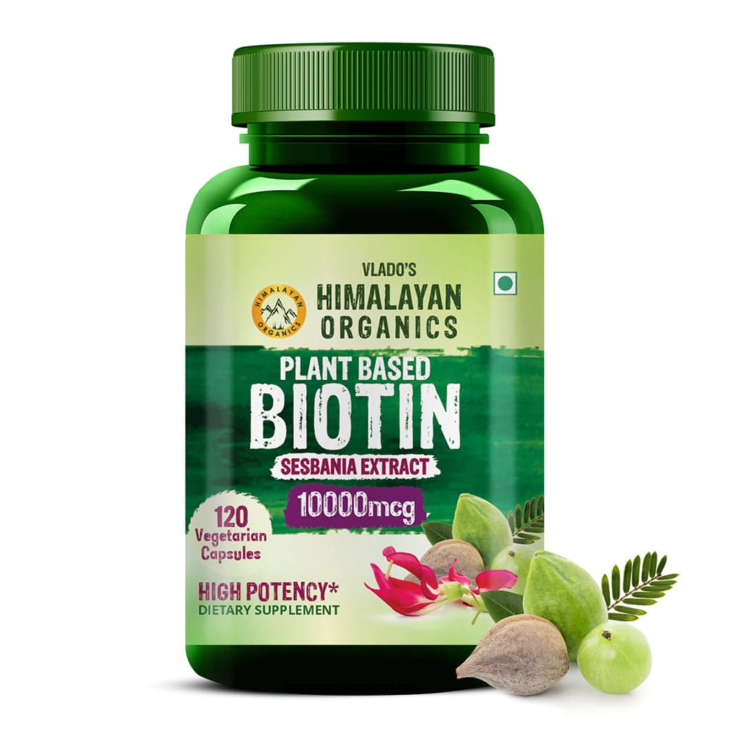 Vlado's Himalayan Organics Plant Based Biotin 10,000mcg/Serve 120 Veg Capsules - Nutrition and Fitness Supplements | Buy online on ZillyBuy