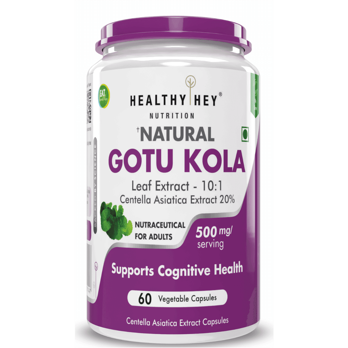 Healthyhey Nutrition Gotukola Leaf Extract 500 mg 60 capsules - Nutrition and Fitness Supplements | Buy online on ZillyBuy