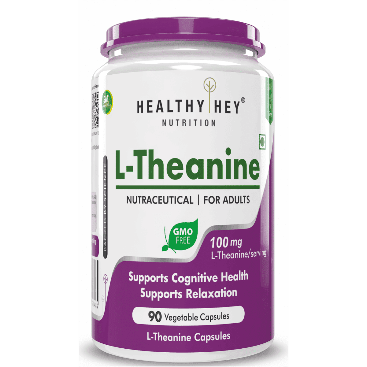 healthyhey l theanine 100mg support relaxation 90 vegetarian capsules pack of 1