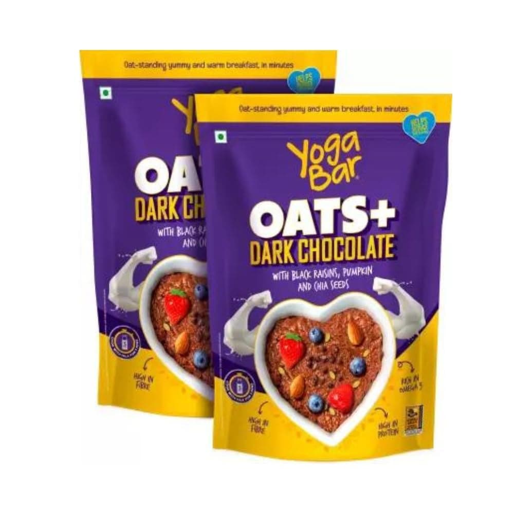 Yogabar Dark Chocolate Oats | Gluten Free Wholegrain Oatmeal | Healthy Breakfast Cereal Yogabar Dark Chocolate Oats 1kg Pack of 2 With Black Raisins | Gluten Free Oatmeal - Health Foods and Drinks | Buy online on ZillyBuy
