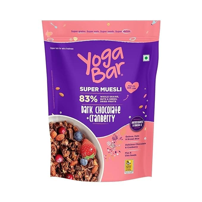 Yogabar Dark Chocolate & Cranberry Muesli 700g Breakfast Cereal Yogabar Dark Chocolate & Cranberry Muesli 700g Pouch Breakfast Cereal - Health Foods and Drinks | Buy online on ZillyBuy