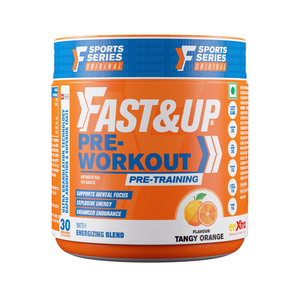 Fast&Up Pre Workout Supplement | Pre Workout Supplement For Men & Women (30 Servings, Orange Flavour) - Nutrition and Fitness Supplements | Buy online on ZillyBuy