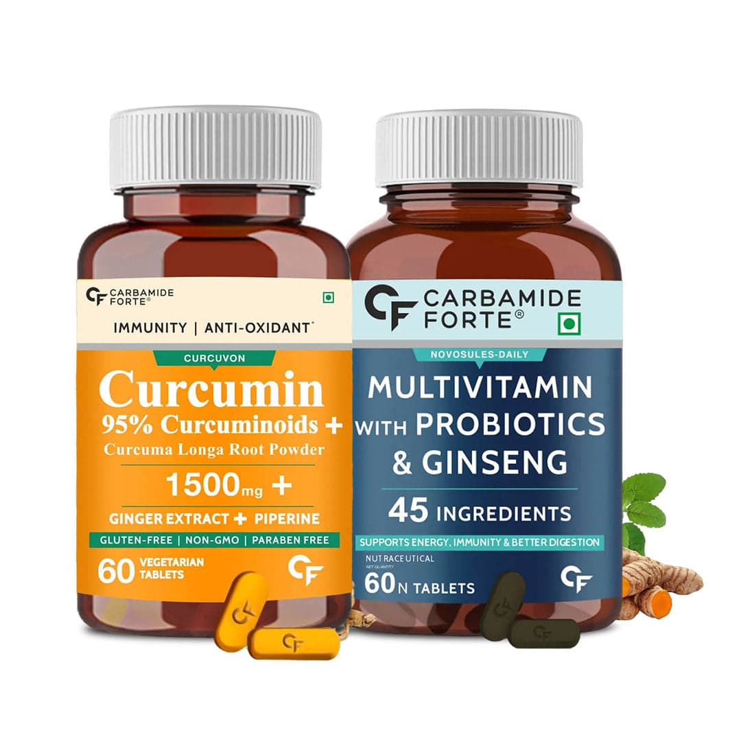 Ultimate Wellness Combo: Carbamide Forte Curcumin Immunity Boosters & Multivitamin with Probiotics 60 Tablets Each - Nutrition and Fitness Supplements | Buy online on ZillyBuy