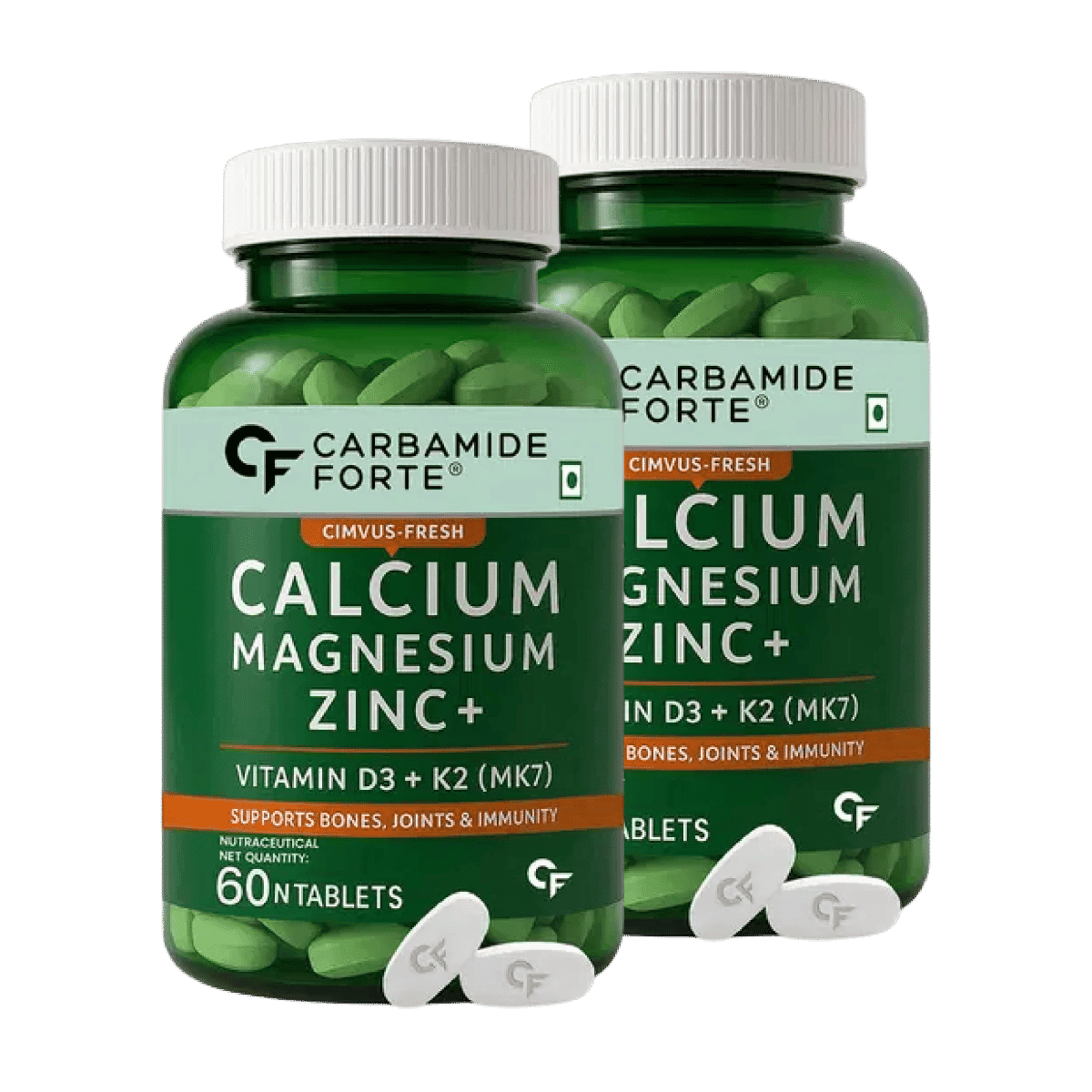 Carbamide Forte Calcium 1200mg with Magnesium, Zinc, Vitamin D, K2 & B12 Calcium Tablets for Women & Men Bone, Joint & immunity Carbamide Forte Calcium Magnesium + Zinc | 60 Veg Tablets | Bones | Joints | Immunity | Women & Men