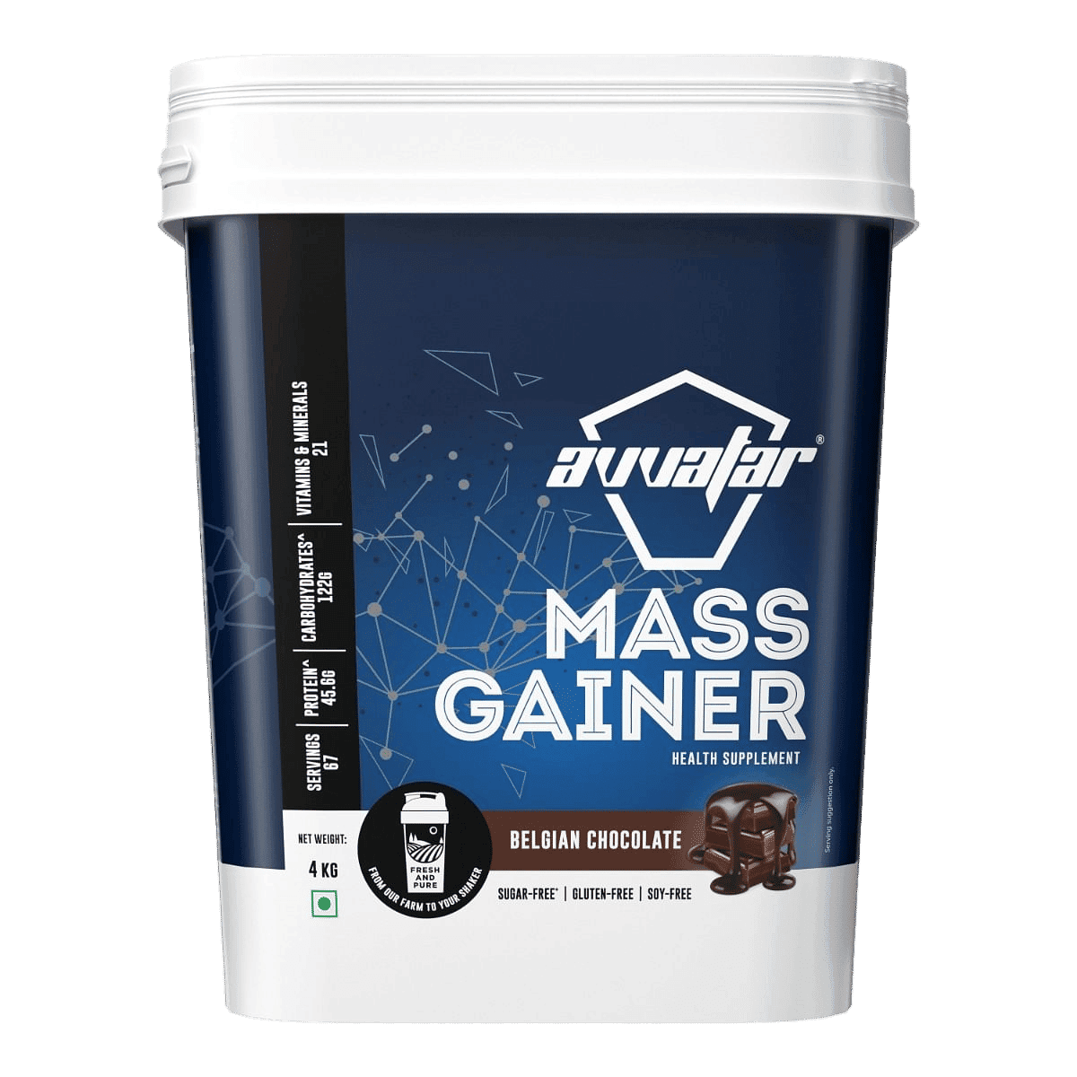 Avvatar Mass Gainer Belgian Chocolate | 2Kg Avvatar Mass Gainer Belgian Chocolate 2Kg | 33 Servings - Nutrition and Fitness Supplements | Buy online on ZillyBuy