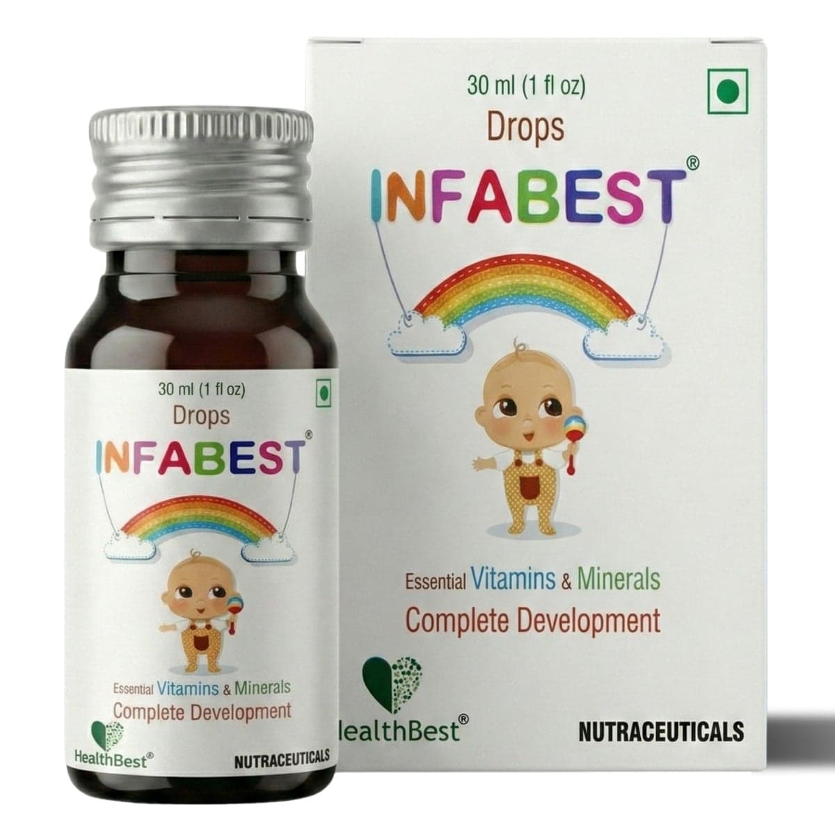 HealthBest Infabest Drops Multivitamins with Vitamin D3 & Zinc Kids & Toodlers 30 ML - Nutrition and Fitness Supplements | Buy online on ZillyBuy