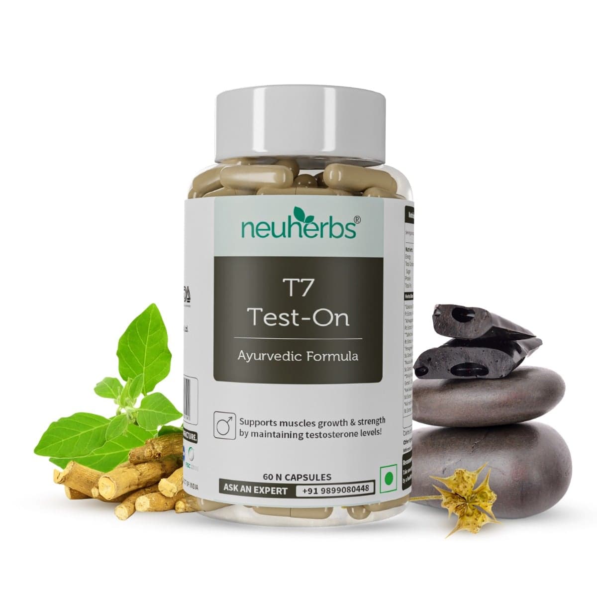 Neuherbs T7 Test On (Testosterone Booster) - 60 Capsule| Supports Energy, Stamina & Strength - Nutrition and Fitness Supplements | Buy online on ZillyBuy