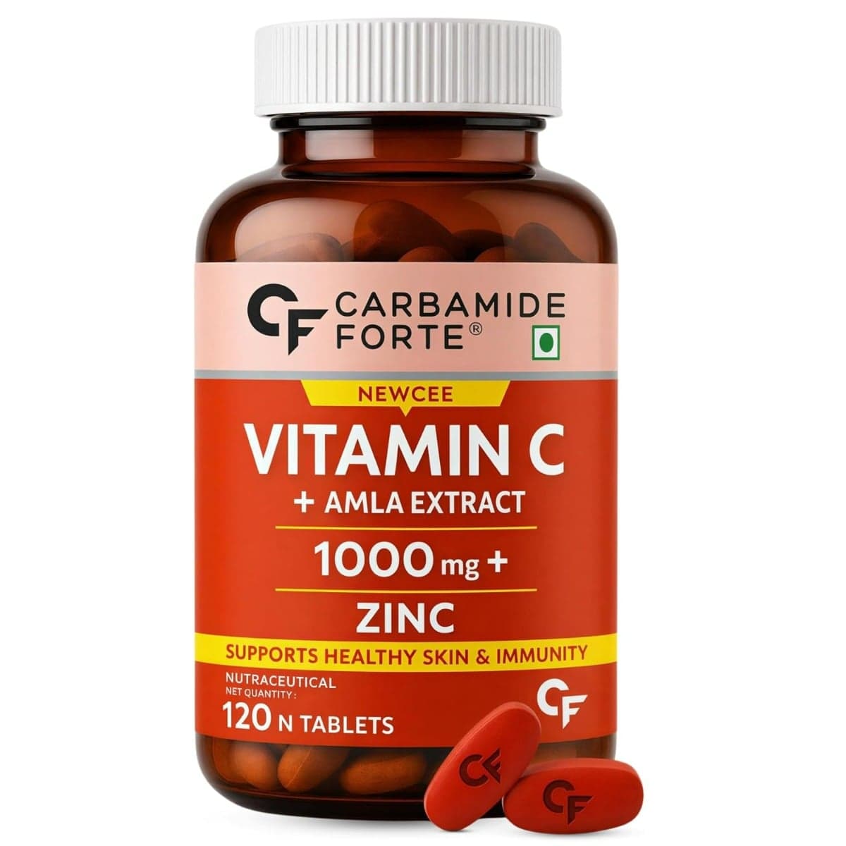 Carbamide Forte Natural Vitamin C Amla Extract With Zinc For Immunity & Skincare 120 Veg Tablets - Nutrition and Fitness Supplements | Buy online on ZillyBuy
