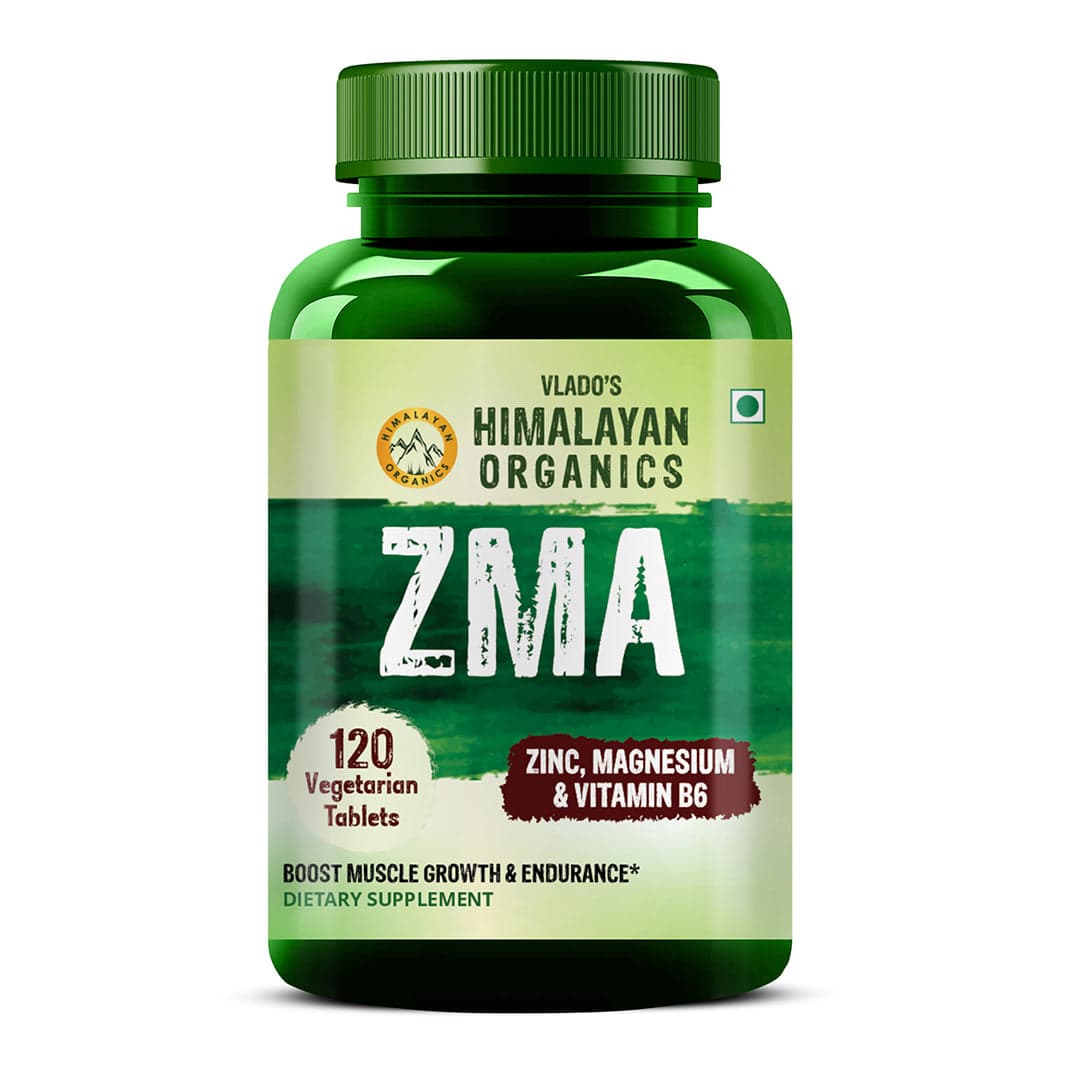 Vlado's Himalayan Organics ZMA (Zinc, Magnesium Aspartate) Sports Recovery Supplement 120 Veg Tablets - Nutrition and Fitness Supplements | Buy online on ZillyBuy