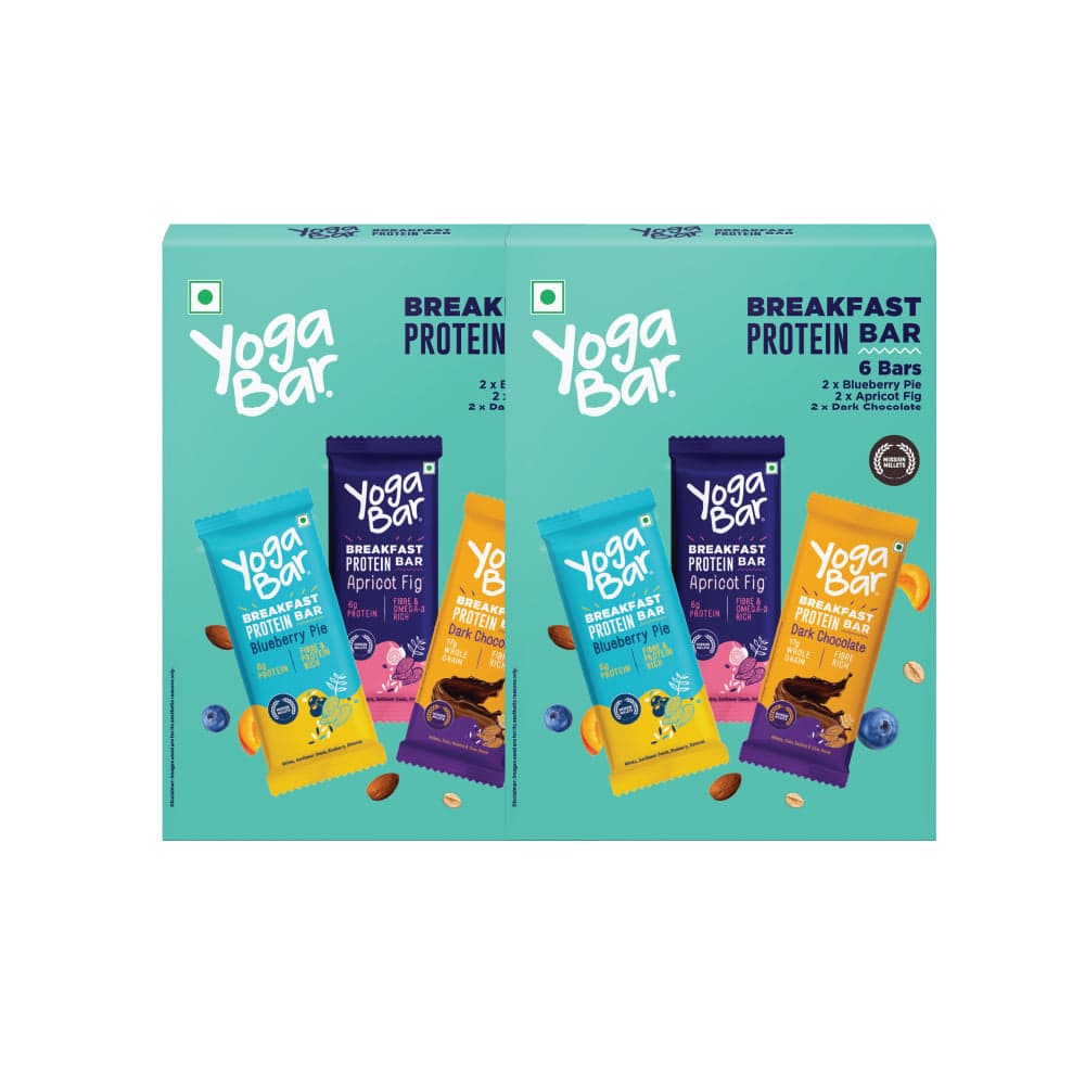 Yogabar Breakfast Protein Bars Variety Pack of 6 | 8g Protein & 7g Fibre - Health Foods and Drinks | Buy online on ZillyBuy