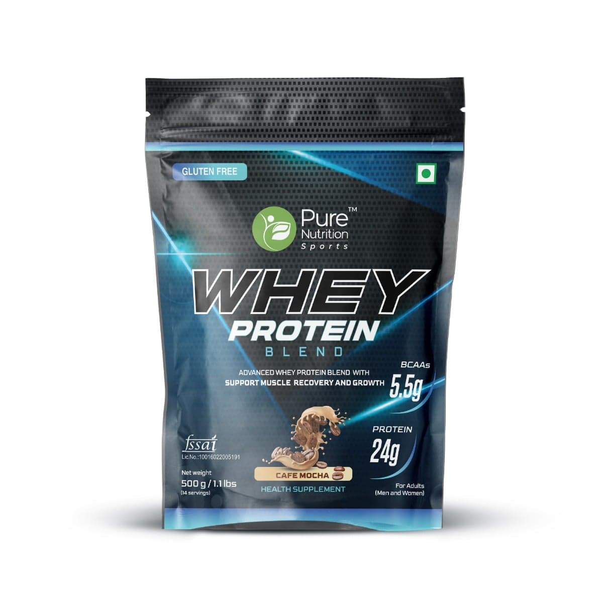 Pure Nutrition Sports Whey Protein Blend, With Whey Protein Isolate And Concentrate, For Muscle Building, Lean Muscle Building, 34 Grams Of Protein Per Scoop. (Caf Mocha) - Nutrition and Fitness Supplements | Buy online on ZillyBuy