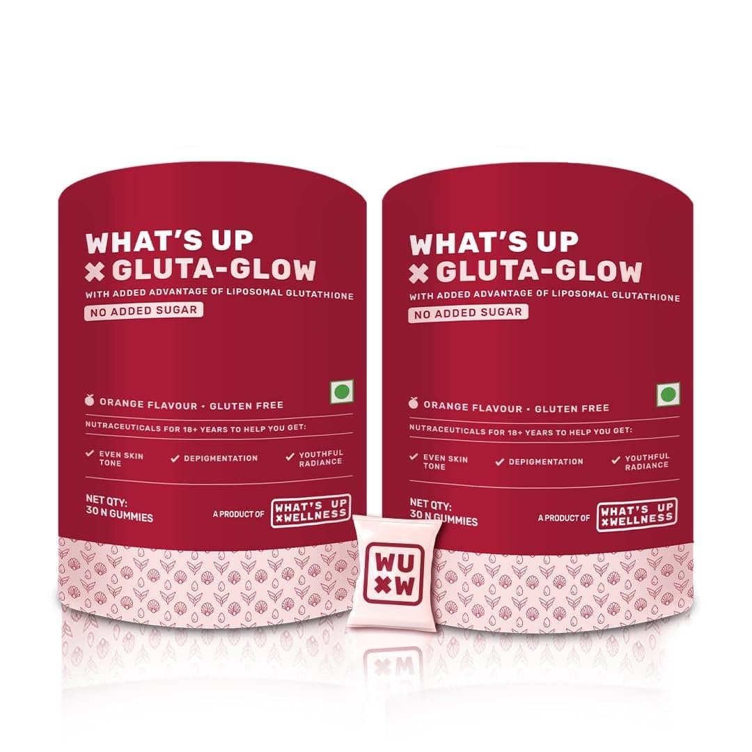 What's Up Wellness Gluta-Glow Gummies | Radiant Skin Tone | Depigmentation | Detoxification | Men & Women | Indias First Liposomal Glutathione Gummy | No Added Sugar What's Up Wellness Gluta-Glow Gummies | Radiant Skin Tone | Depigmentation | Detoxificat - Nutrition and Fitness Supplements | Buy online on ZillyBuy