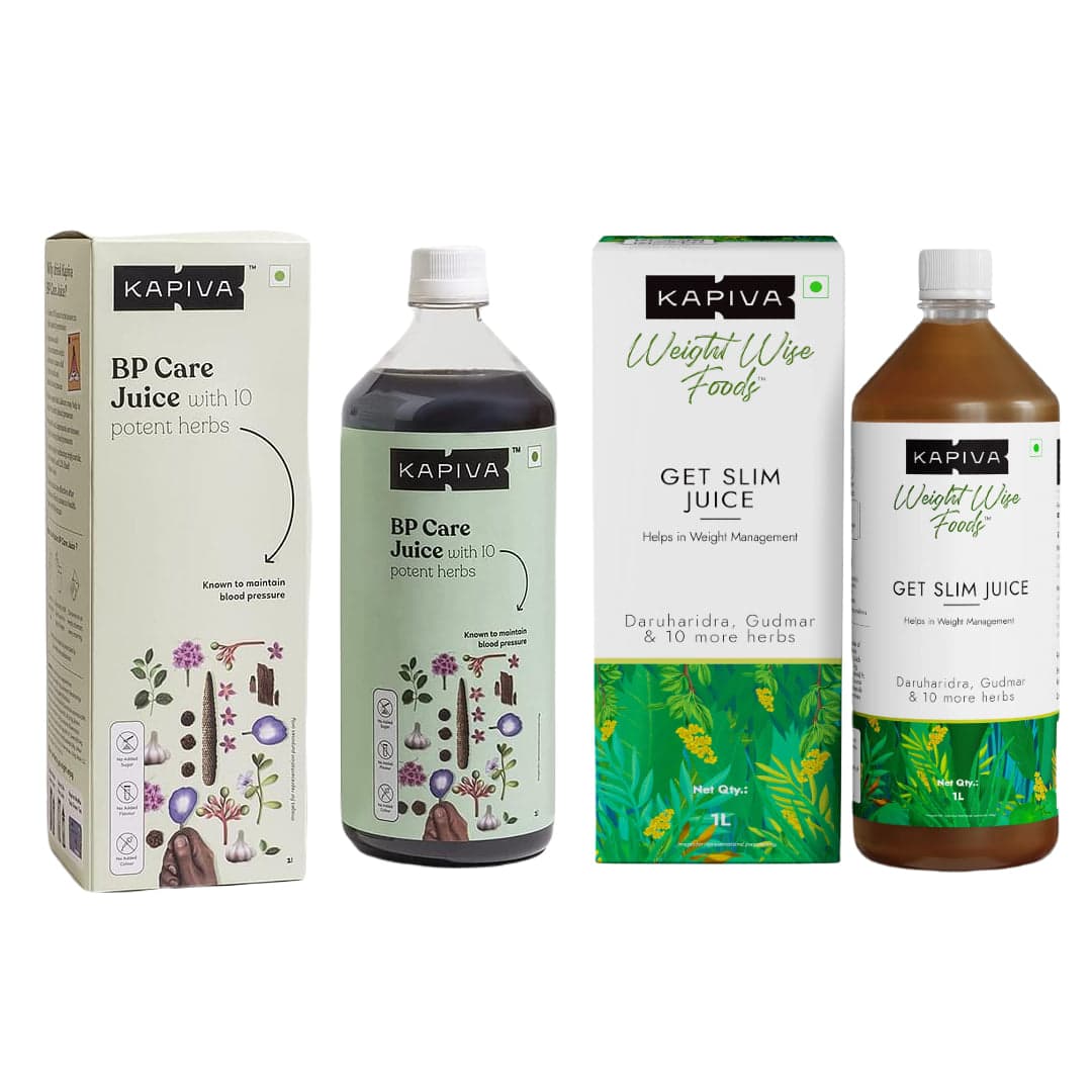 Kapiva Weight & BP Care Combo | Kapiva Get Slim Juice & Kapiva BP Care Juice (1L + 1L) | Kapiva's Ayurvedic Combo for Blood Pressure and Long Term Weight Management - Nutrition and Fitness Supplements | Buy online on ZillyBuy