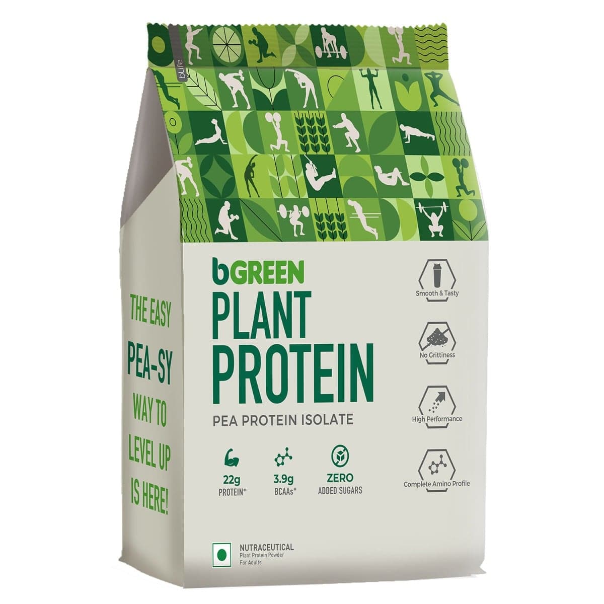 BGREEN Plant Protein Powder (Chocolate, 1kg) | Pea Protein Isolate, 22g Protein, No Added Sugars - Nutrition and Fitness Supplements | Buy online on ZillyBuy