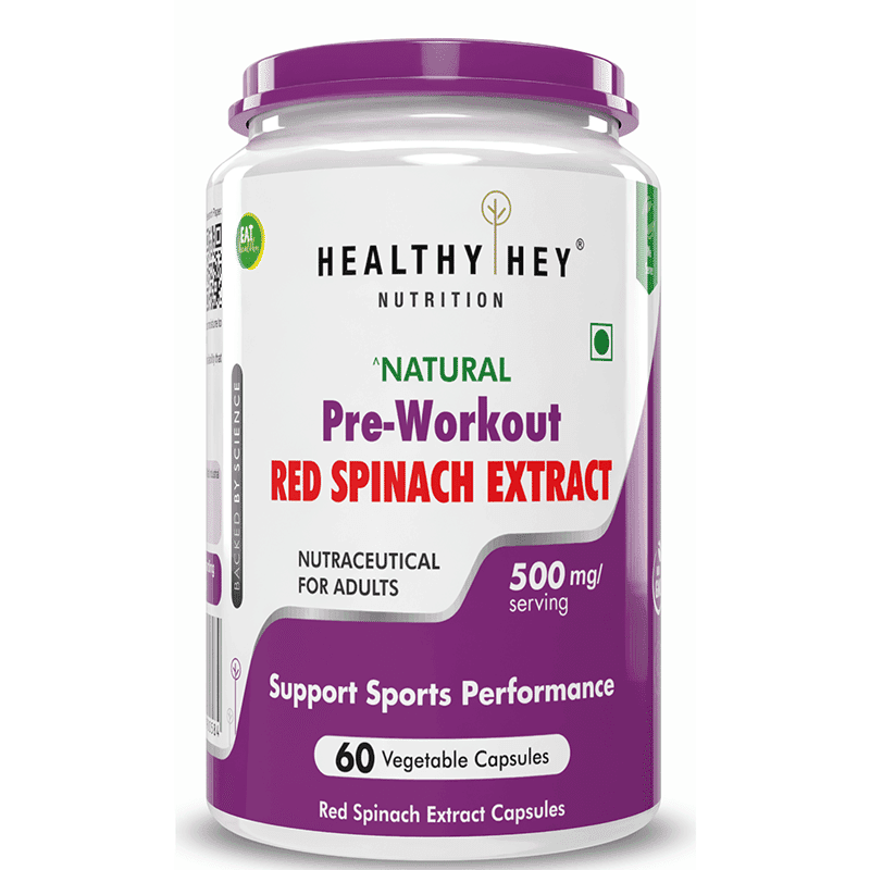 HealthyHey Nutrition Natural Pre Workout Red Spinach Extract 60 capsules - Nutrition and Fitness Supplements | Buy online on ZillyBuy