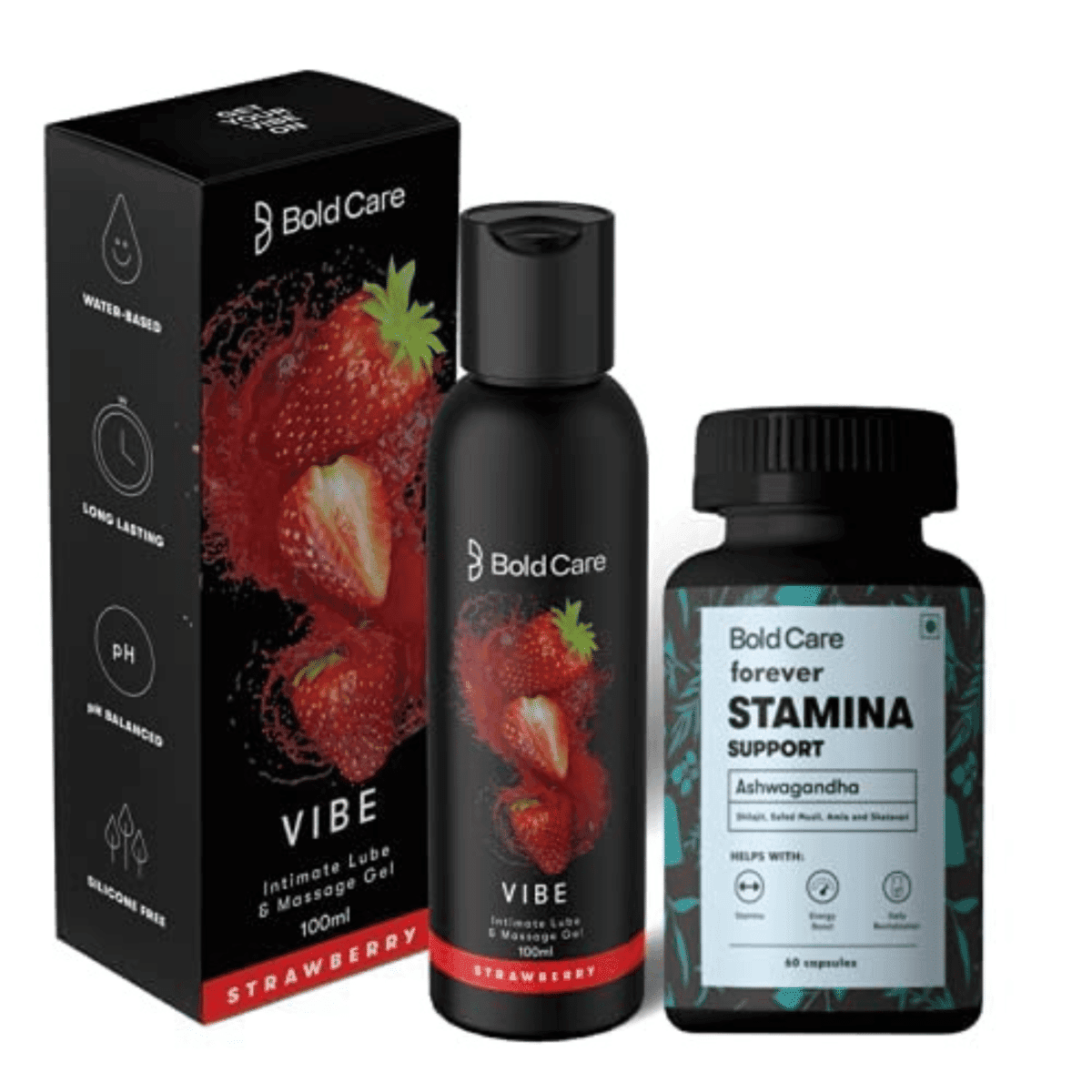 Bold Care Forever Ashwagandha & Shilajit, Boosts Stamina for Men 60 Capsules + Vibe Natural Personal Lubricant for Men and Women Premium Flavour No Side Effects Bold Care Forever Ashwagandha & Shilajit, Boosts Stamina for Men 60 Capsules + Vibe Natural P - Nutrition and Fitness Supplements | Buy online on ZillyBuy