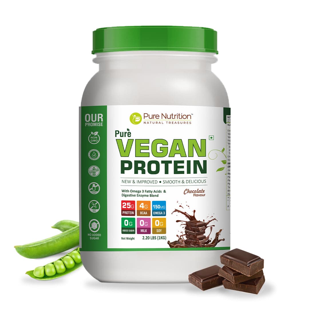 Pure Nutrition Vegan Protein chocolate flavor - Nutrition and Fitness Supplements | Buy online on ZillyBuy