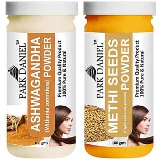 PARK DANIEL Premium Ashwagandha Powder & Methi Powder Combo Pack of 2 Jars of 100 gms(200 gms) (200 g) - Hair Oils, Care, and Styling | Buy online on ZillyBuy