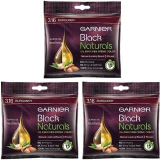 Garnier Black Naturals Burgundy 3.16 Crme Riche Hair Color - 20ml+20g (Pack Of 3) - Hair Oils, Care, and Styling | Buy online on ZillyBuy