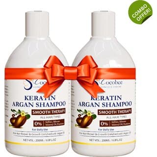 COCOBEE Keratin Argan Oil Shampoo Pack of 2 (400ml) Paraben-Free Moisturizing For Soft Smooth Therapy - Shampoos and Conditioners | Buy online on ZillyBuy