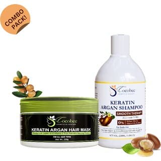 COCOBEE Keratin Argan Shampoo Hair Mask Set - 200ml Shampoo 200g Hair Mask Smooth Therapy for All Hair Types - Hair Oils, Care, and Styling | Buy online on ZillyBuy