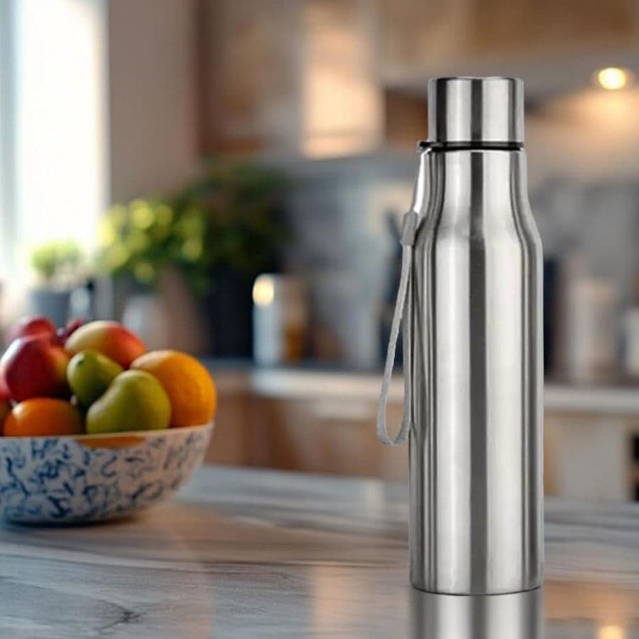 Stainless Steel Water Bottle with Carry Rope - Kitchen Storage and Containers | Buy online on ZillyBuy