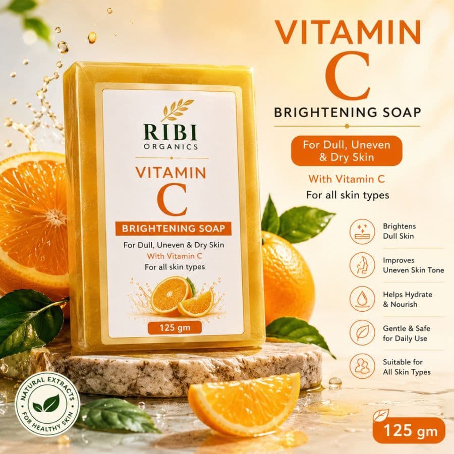 Ribi Organics Soaps Vitamin C Brightening Soap | For Dull, Uneven and Dry Skin | With Vitamin C, For all skin types - Bath Soaps and Gels | Buy online on ZillyBuy