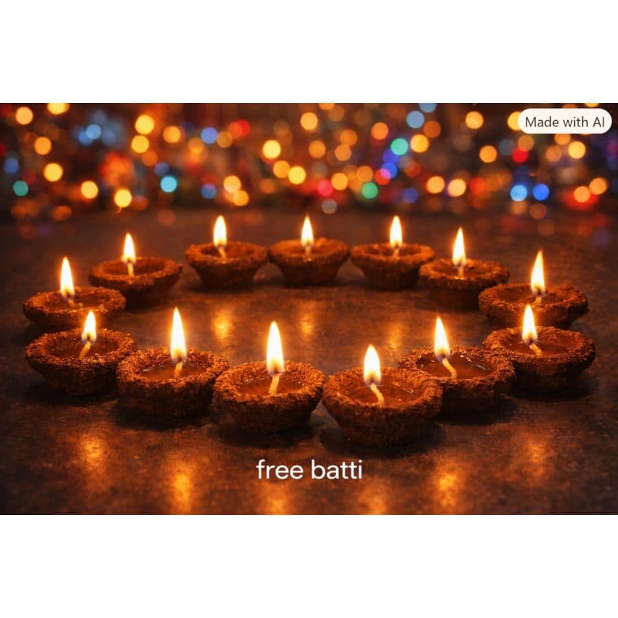 Organic Cow Dung Diya with Cotton Wicks(set of 12 diya)