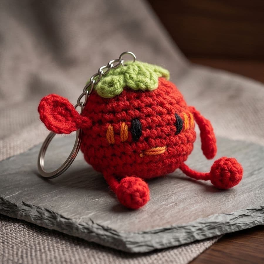 Handcrafted Tomato Crochet Keychain - Uncategorized | Buy online on ZillyBuy