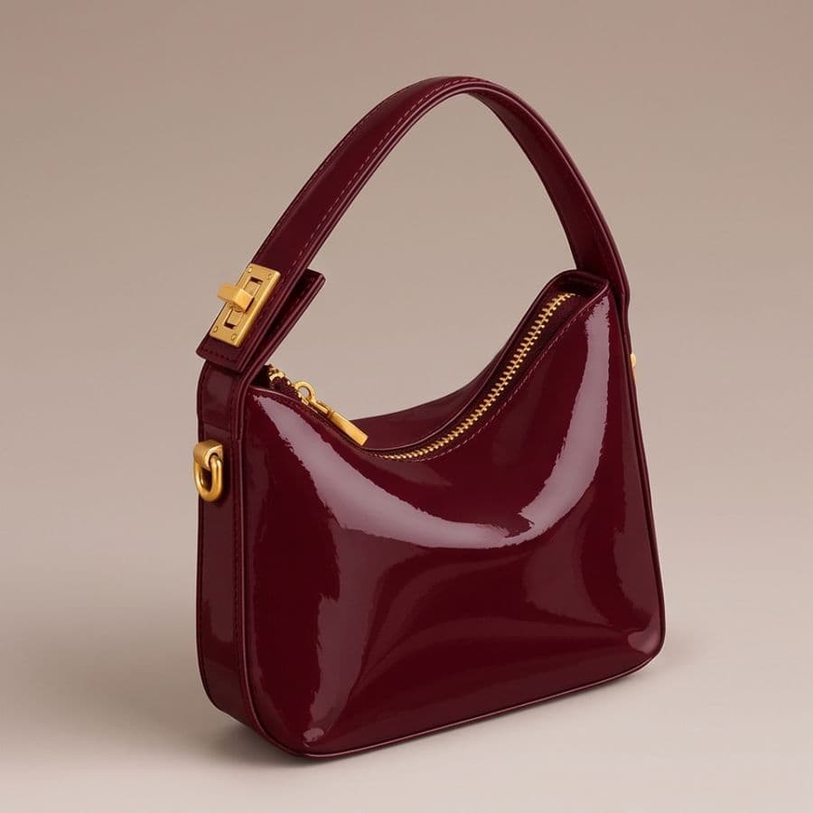 Women’s White Hobo Handbag (Burgandy) - Maroon