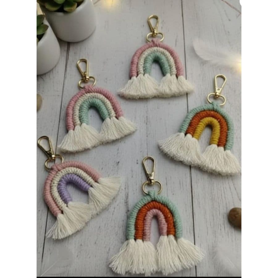 Handmade Macrame Crochet Boho Handwoven Cute Rainbow keychain for Girls, Boys, Men, Women. - Home Decor | Buy online on ZillyBuy