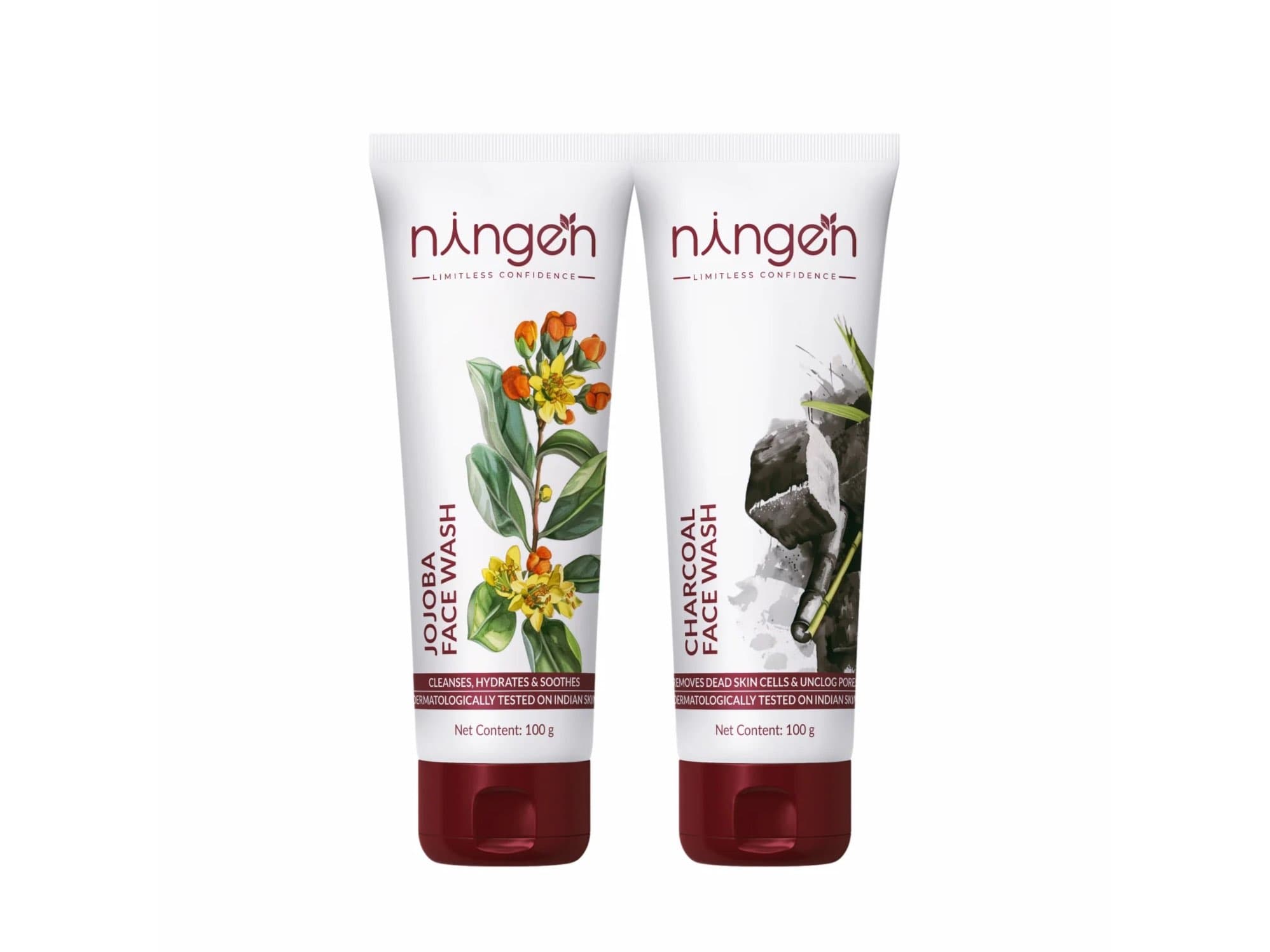 Ningen Face Wash Duo Jojoba & Charcoal (2 x 100ml) - Skin Care - Face Cleansers | Buy online on ZillyBuy