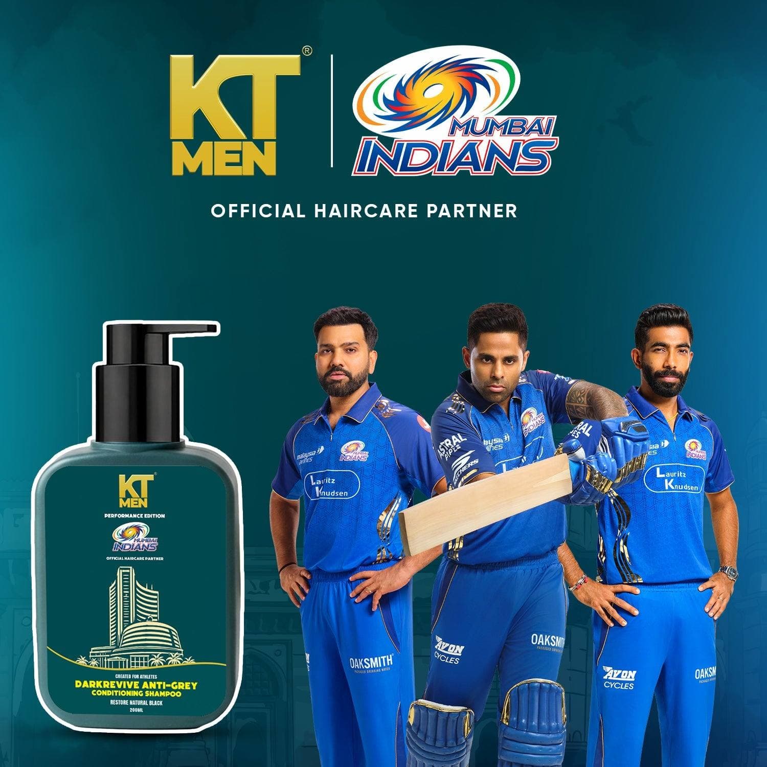 KT Men 2in1 Dark Revive Anti Grey (Shampoo + Conditioner) - 200ml (Mumbai Indians) - Hair Care - Shampoo, Oils, Conditioners | Buy online on ZillyBuy