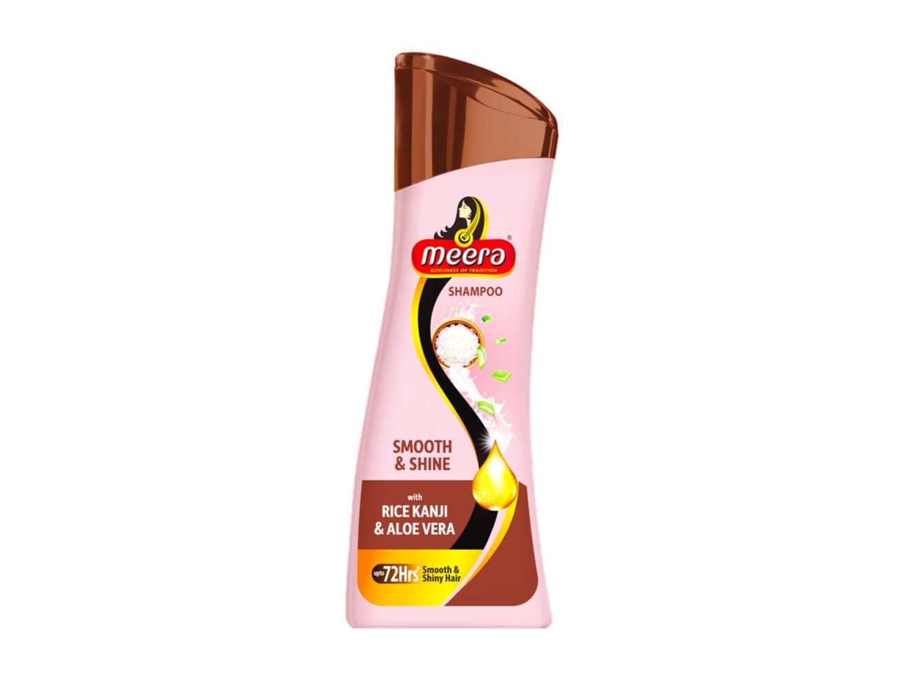 Meera Smooth & Shiny Shampoo with Rice Kanji & Aloe Vera, 180 ml| - Up to 72H Smoothness & Shine For Men & Women - Hair Care - Shampoo, Oils, Conditioners | Buy online on ZillyBuy