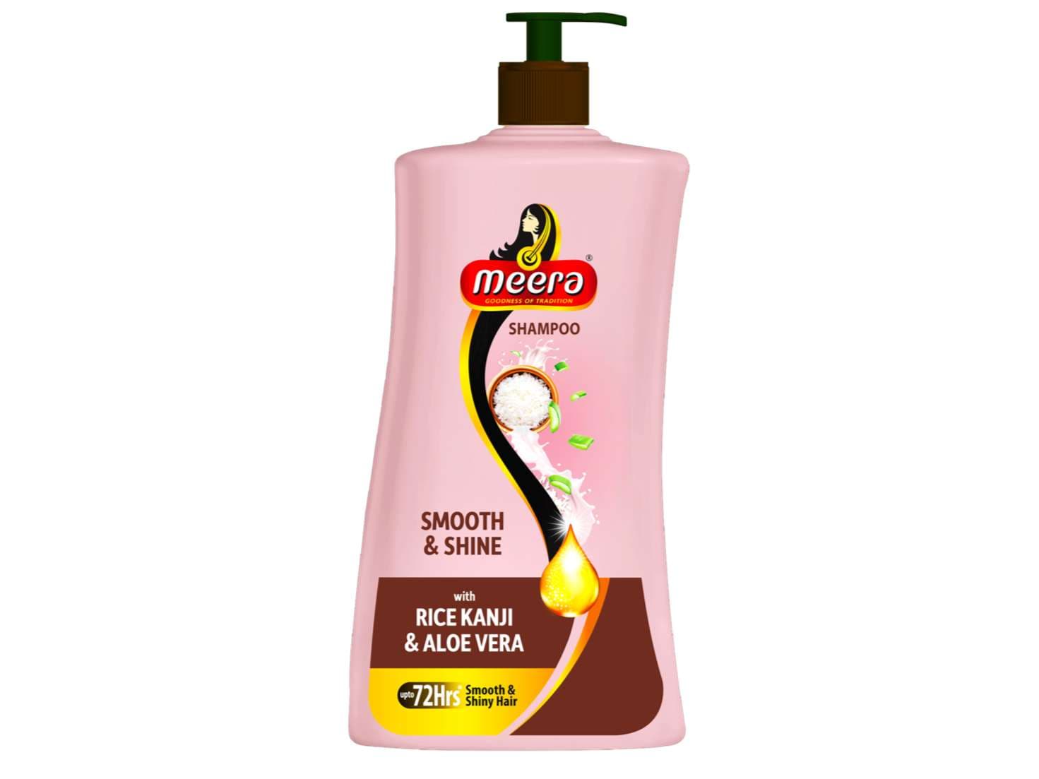 Meera Smooth & Shiny Shampoo with Rice Kanji & Aloe Vera, 1 Litre - Up to 72H Smoothness & Shine For Men & Women - Hair Care - Shampoo, Oils, Conditioners | Buy online on ZillyBuy