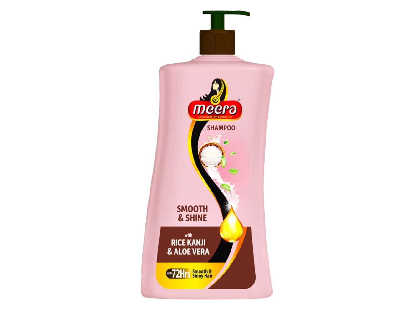 Meera Smooth & Shiny Shampoo with Rice Kanji & Aloe Vera, 340 ml - Up to 72H Smoothness & Shine - For Men & Women - Hair Care - Shampoo, Oils, Conditioners | Buy online on ZillyBuy