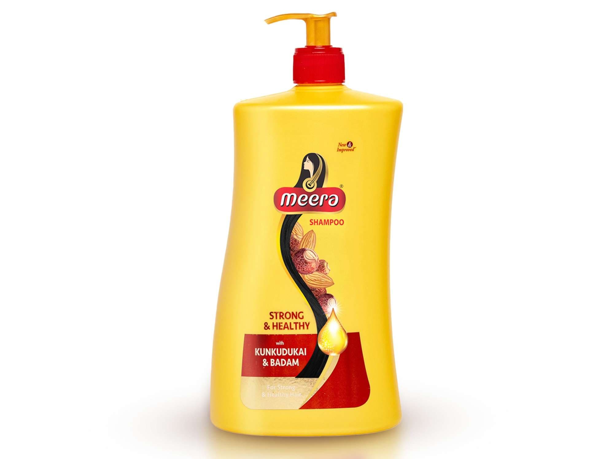 Meera Strong and Healthy Shampoo, With Goodness of Kunkudukai & Badam, Gives Soft & Smooth Hair, For Men and Women, Paraben Free, 1 Litre - Hair Care - Shampoo, Oils, Conditioners | Buy online on ZillyBuy