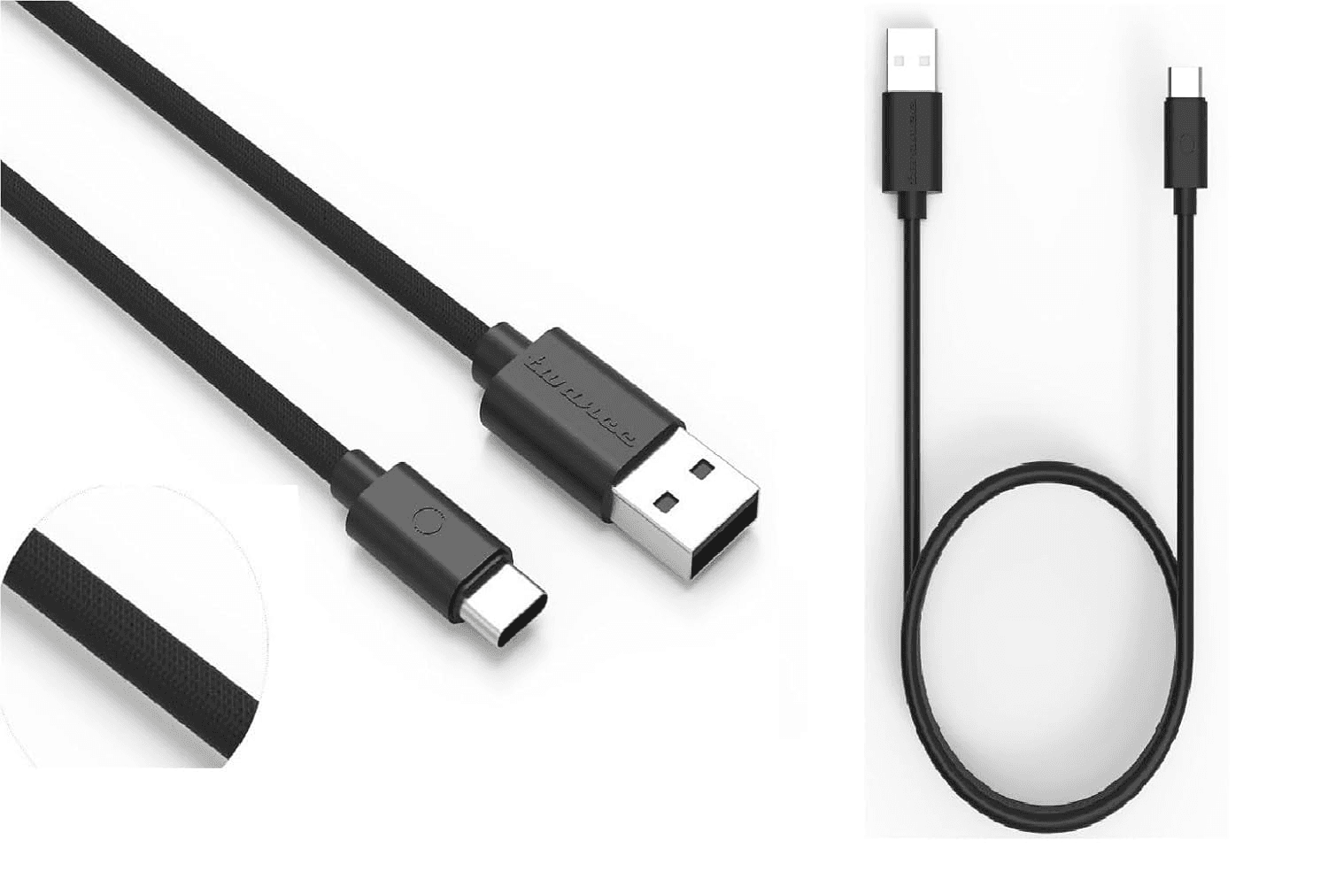 Twance 1 Meter PVC and Braided Type C to USB Fast charging and data transfer Cable, Black Color (Pack of 2) - Charger | Buy online on ZillyBuy