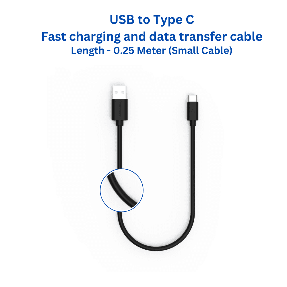 Twance T23B PVC - Type C to USB Charging & data transfer Cable, 0.25 M, Black - Charger | Buy online on ZillyBuy