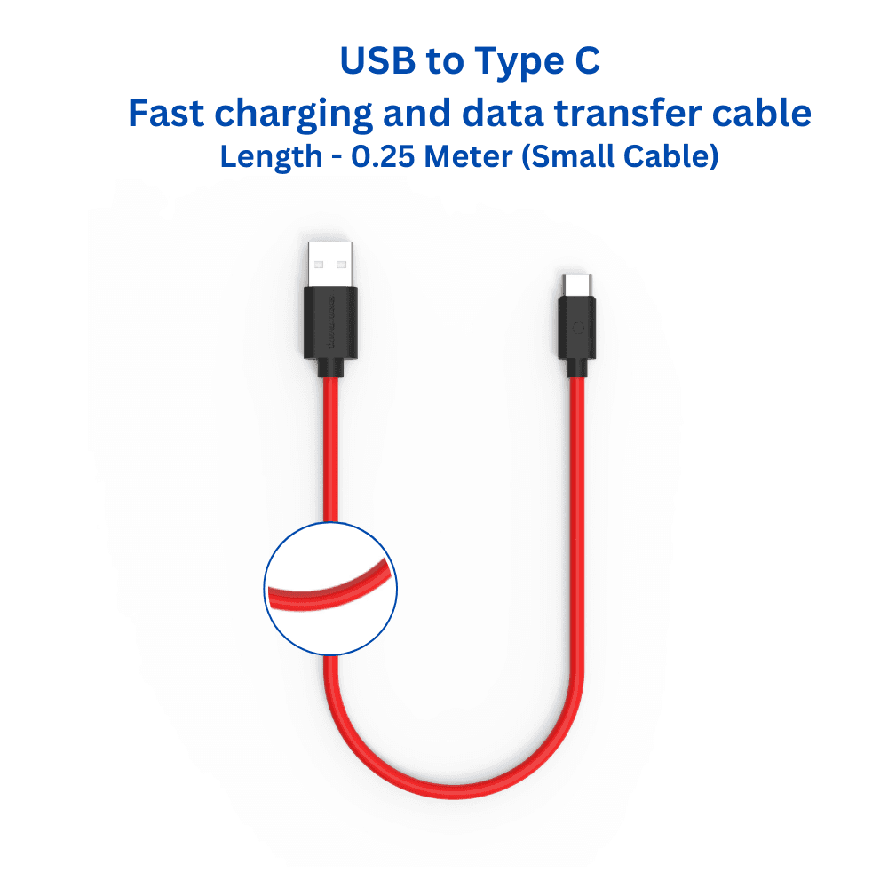 Twance T23R TPE - Type C to USB Charging & data transfer Cable, 0.25 M, Red - Charger | Buy online on ZillyBuy