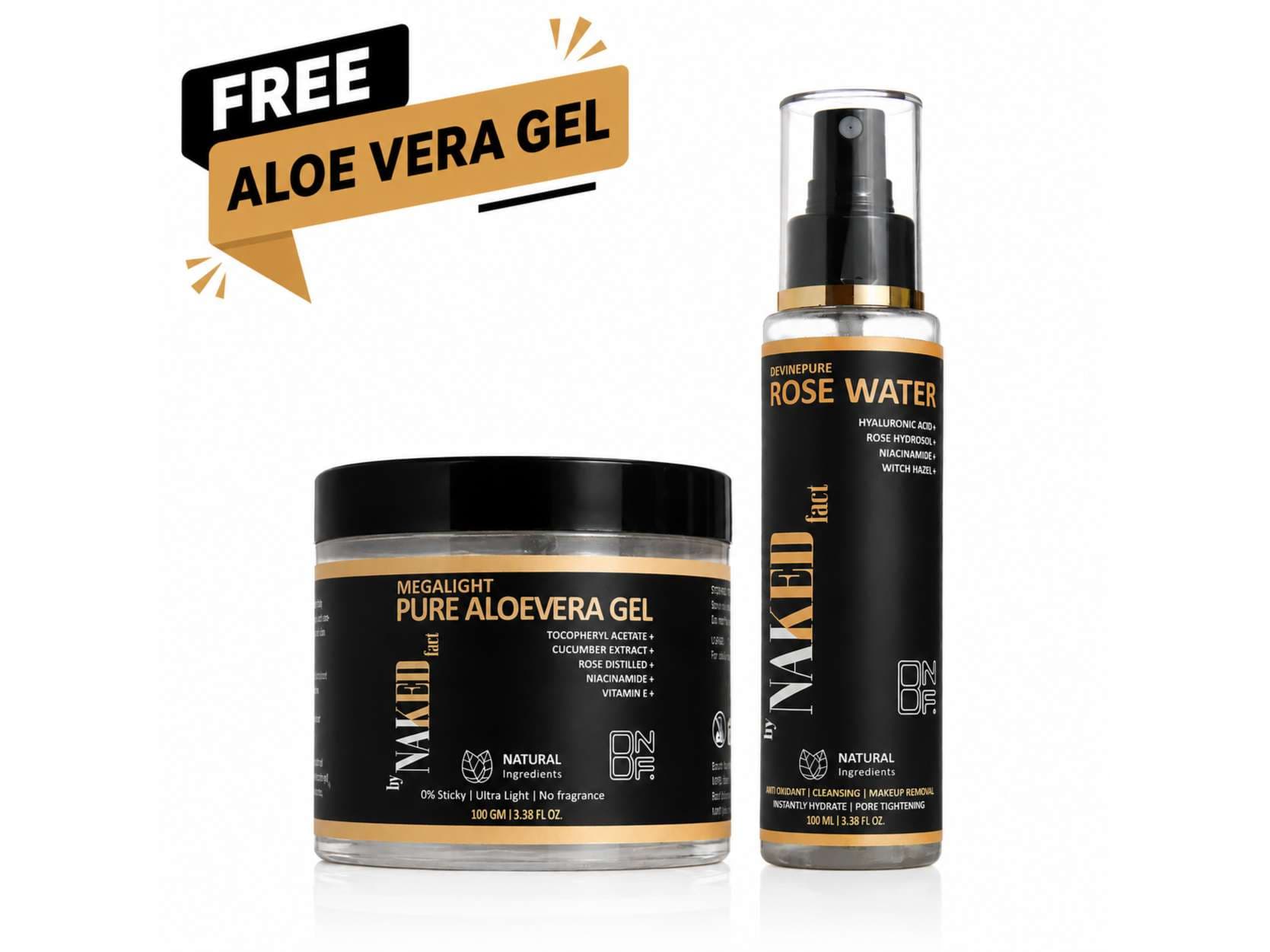 By NAKED fact Devinepure Rose Water- 100 ML ( Free Megalight Pure Aloevera Gel- 100gm) (BUY 1 GET 1 FREE) - Skin Care - Lotions, Moisturisers, and Creams | Buy online on ZillyBuy