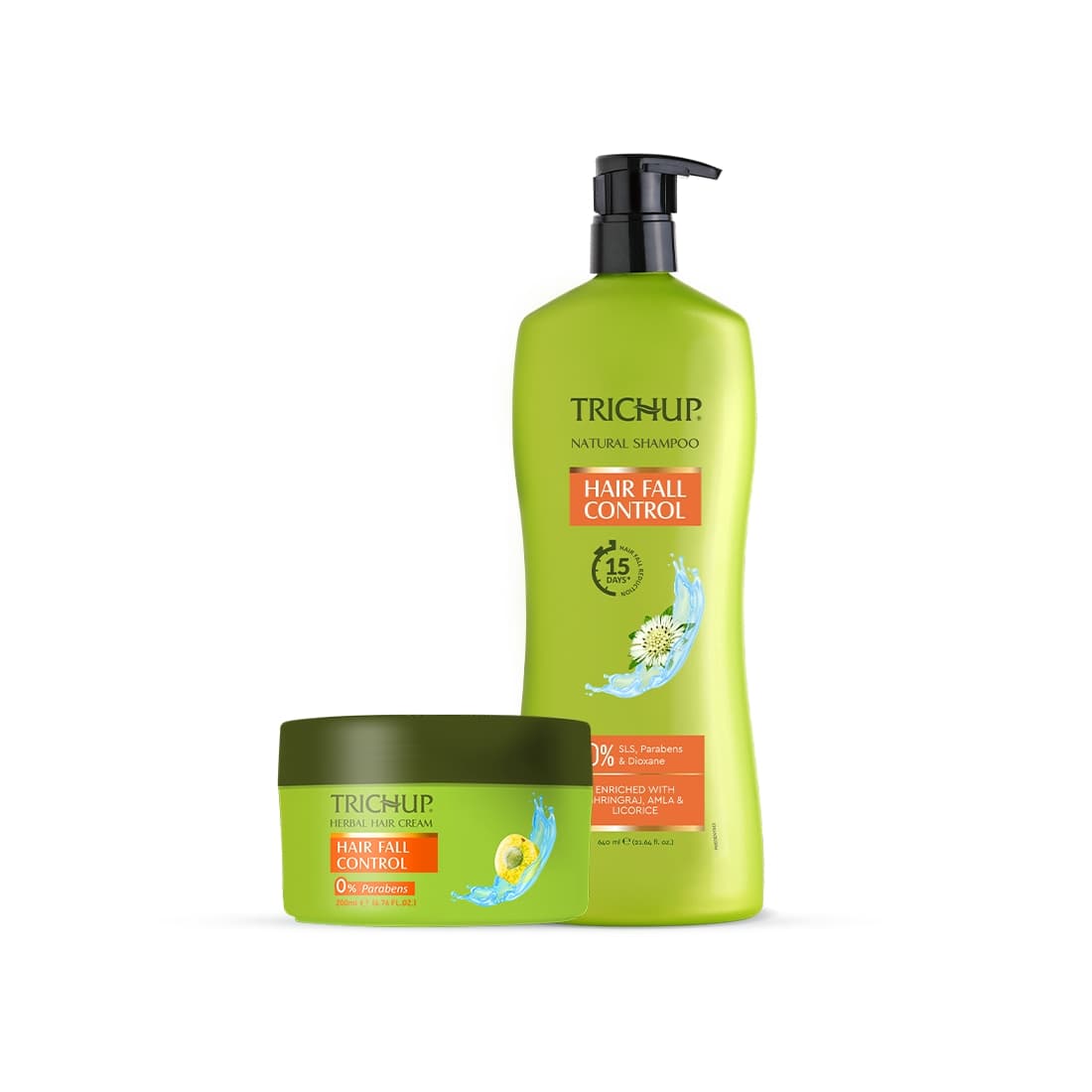 Trichup Hair Fall Control Kit – Shampoo 640 ml & Hair Cream 200 ml – Herbal Hair Care for Stronger, Healthier Hair - Hair Care - Shampoo, Oils, Conditioners | Buy online on ZillyBuy