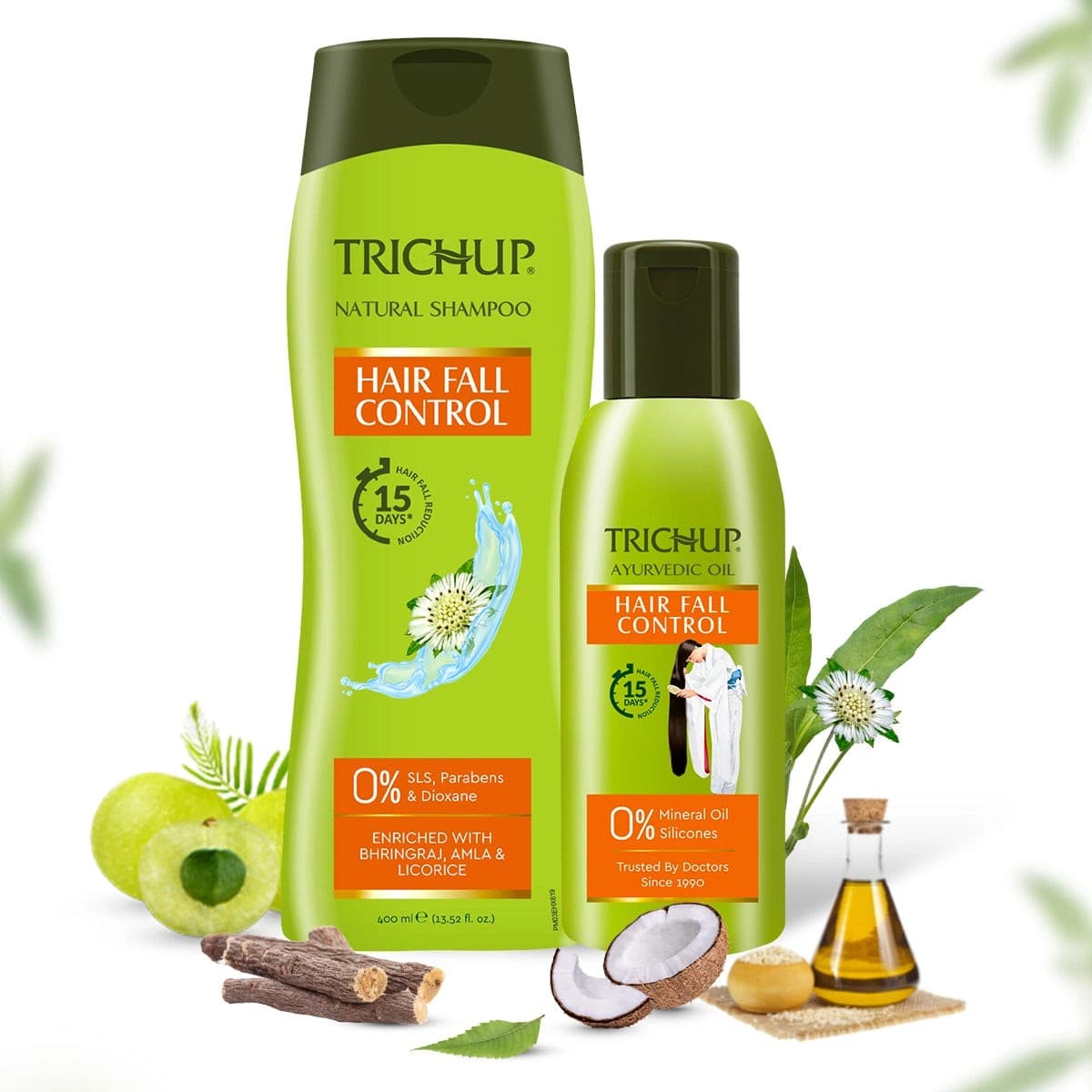 Trichup Hair Fall Control Oil 200 ml & Shampoo 400 ml Combo – Herbal Hair Care for Stronger, Healthier Hair - Hair Care - Shampoo, Oils, Conditioners | Buy online on ZillyBuy