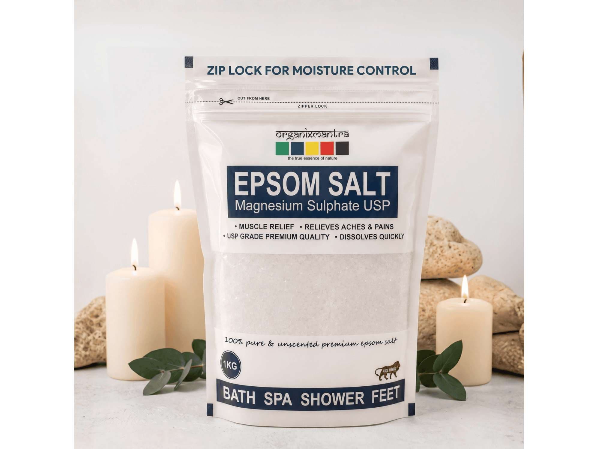 Organix Mantra Epsom Salt, Bath Salt for Muscle Relief, Relieves Aches & Pain, 1KG - Skin Care - Hand and Feet | Buy online on ZillyBuy