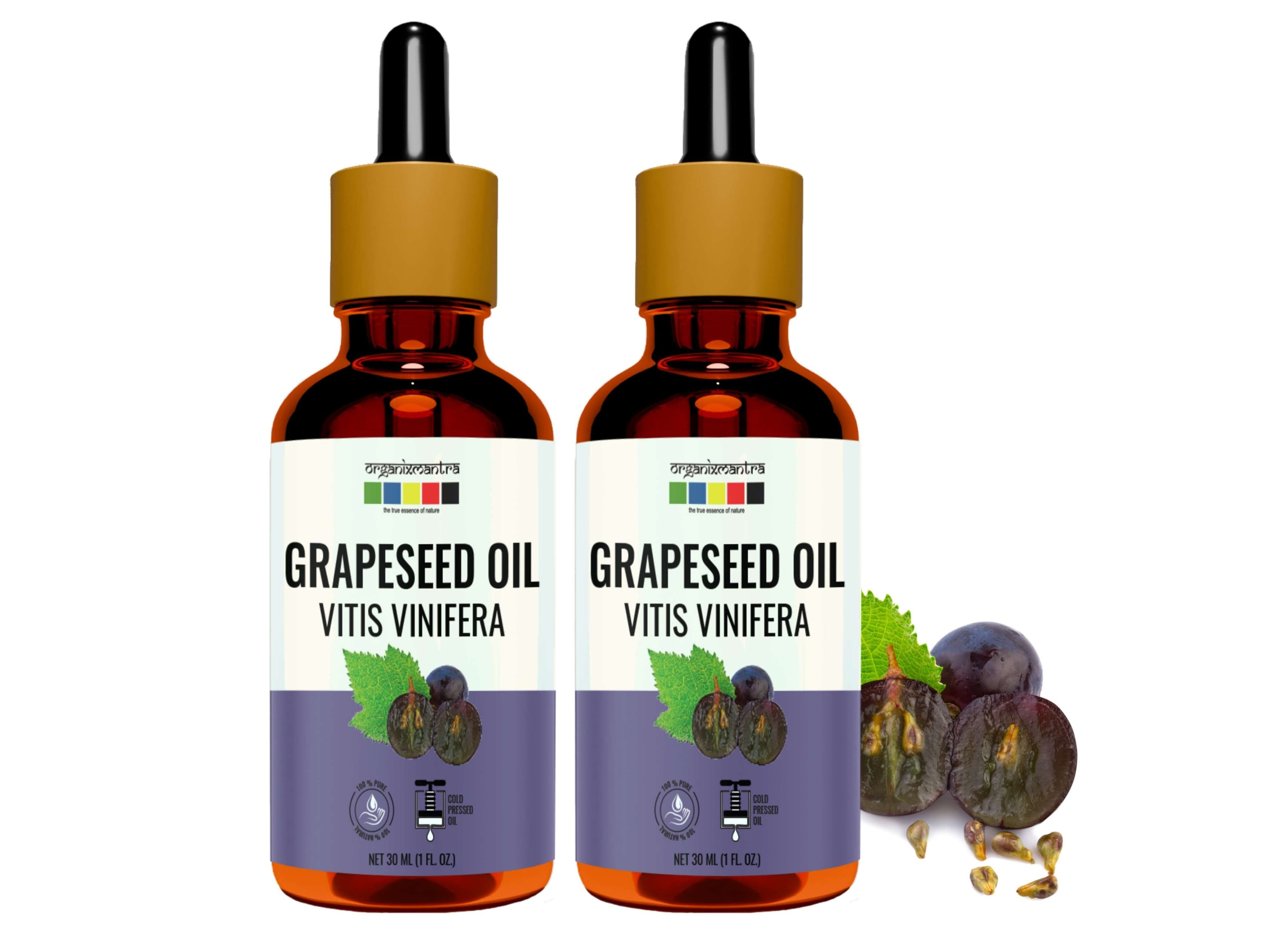Organix Mantra Grapeseed Oil, Cold Pressed Organic Oil (Pack Of 2) - 60 Millilitre - Skin Care - Oils and Serums | Buy online on ZillyBuy