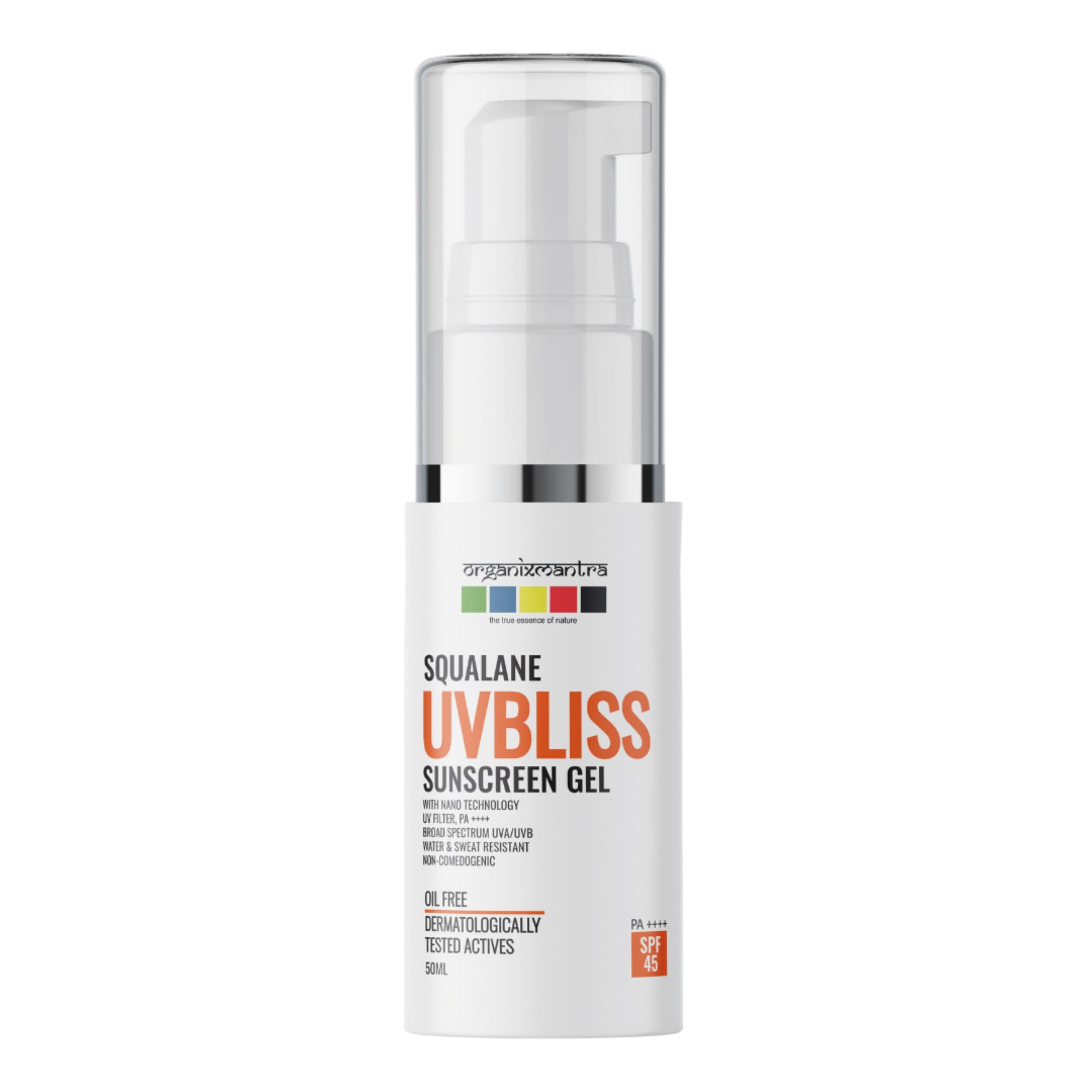 Organix Mantra SQUALANE UV BLISS Sunscreen Gel - Broad Spectrum, Natural Ingredients, Hydrating Formula for All Skin Types - 50ML - Skin Care - Lotions, Moisturisers, and Creams | Buy online on ZillyBuy