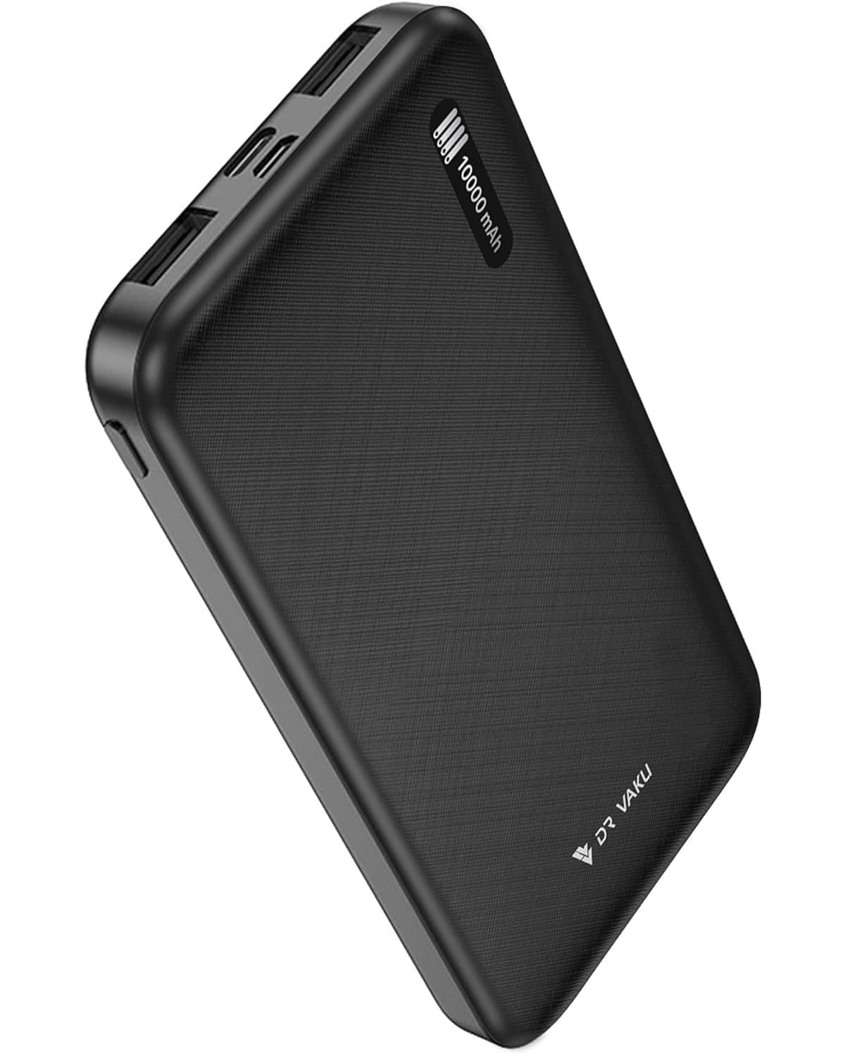 Vaku 10000mAh Power Bank Portable Slim Design with Dual USB Port Lithium Polymer Battery Compatible with iPhone, Samsung, OnePlus & All Smartphones- Black - Power Bank | Buy online on ZillyBuy
